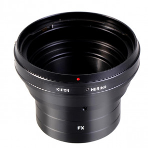 KIPON adapter voor Hasselblad lens op een Fuji X mount camera