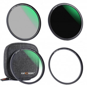 K&F Concept magnetische lensfilter kit, UV + polarisatiefilter + ND1000, 49mm