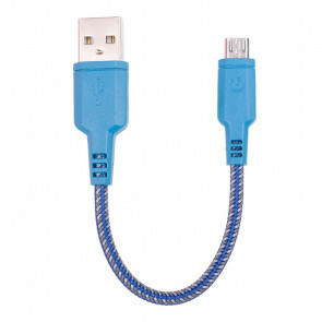 EnerGea Nylotech laad en synchronisatie snoer voor Micro USB 16cm, blauw